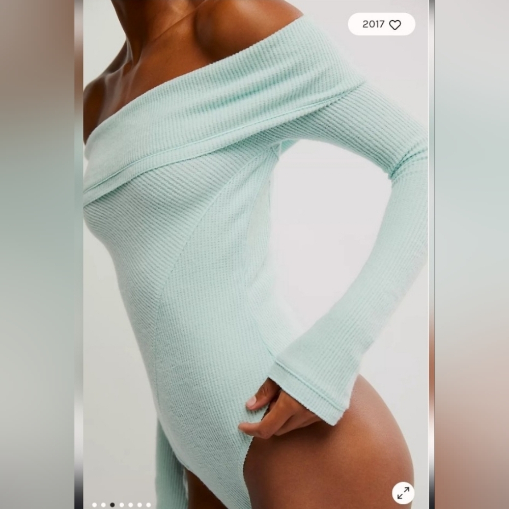 Free People Off The Shoulder Waffle Body Suit Sx,S M, L & XL NWT$58 *Soldout*